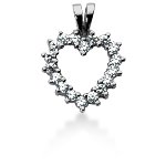 White gold heart shaped pendant with 18 diamonds (0.54ct)
