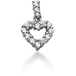 White gold heart shaped pendant with 15 diamonds (0.42ct)