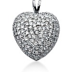 White gold heart shaped pendant with 106 diamonds (2.12ct)