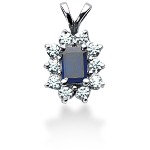 Dark blue Topaz pendant in White gold with 10 diamonds (0.35ct)