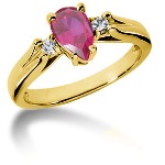 Pink Topaz Ring in Yellow gold with 2 diamonds (0.1ct)