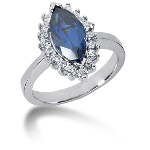 Blue Topaz Ring in White gold with 18 diamonds (0.54ct)