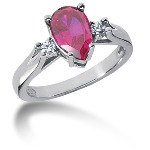 Pink Topaz Ring in White gold with 2 diamonds (0.1ct)