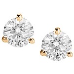 Red gold studs with round, brilliant cut diamonds 4.0 mm (0.5ct)