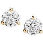 Red gold studs with round, brilliant cut diamonds 5 mm (1ct)