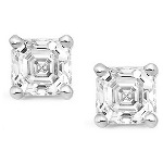 White gold studs with flander cut diamonds 4.5x4.5 mm (0.8ct)