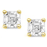 Yellow gold studs with flander cut diamonds 4.5x4.5 mm (0.8ct)