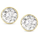 Yellow gold studs with round, brilliant cut diamonds 4.0 mm (0.5ct)