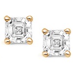 Red gold studs with flander cut diamonds 4.5x4.5 mm (0.8ct)