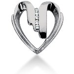 White gold heart shaped pendant with 5 diamonds (0.1ct)