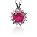 Pink Topaz pendant in White gold with 14 diamonds (0.35ct)