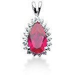 Pink Topaz pendant in White gold with 19 diamonds (0.57ct)