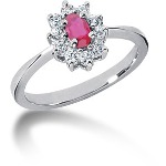 Pink Topaz Ring in Palladium with 10 diamonds (0.2ct)