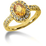 Yellow Citrine Ring in Yellow gold with 28 diamonds (0.28ct)
