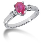 Pink Topaz Ring in White gold with 2 diamonds (0.06ct)