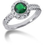 Green Peridot Ring in Platinum with 24 diamonds (0.24ct)