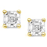 Yellow gold studs with flander cut diamonds 4.75x4.75 mm (1ct)