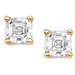 Red gold studs with flander cut diamonds 4.75x4.75 mm (1ct)