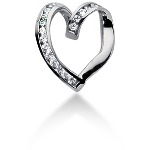 White gold heart shaped pendant with 18 diamonds (0.27ct)
