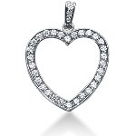 White gold heart shaped pendant with 33 diamonds (0.95ct)