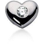 White gold heart shaped pendant with round, brilliant cut diamond (0.75ct)