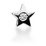 White gold star shaped pendant with round, brilliant cut diamond (0.03ct)