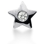 White gold star shaped pendant with round, brilliant cut diamond (0.15ct)