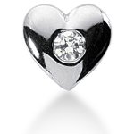 White gold heart shaped pendant with round, brilliant cut diamond (0.2ct)