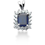 Dark blue Topaz pendant in White gold with 16 diamonds (0.64ct)