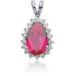 Pink Topaz pendant in White gold with 18 diamonds (0.45ct)