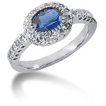 Blue Topaz Ring in Platinum with 26 diamonds (0.22ct)