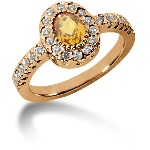 Yellow Citrine Ring in Red gold with 28 diamonds (0.28ct)