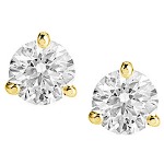 Yellow gold studs with round, brilliant cut diamonds 3.0 mm (0.2ct)
