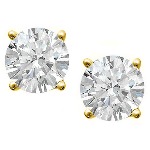 Yellow gold studs with round, brilliant cut diamonds 5 mm (1ct)