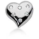White gold heart shaped pendant with 6 diamonds (0.12ct)