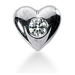 White gold heart shaped pendant with round, brilliant cut diamond (0.1ct)