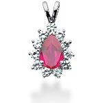 Pink Topaz pendant in White gold with 11 diamonds (0.99ct)
