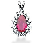 Pink Topaz pendant in White gold with 13 diamonds (1.95ct)