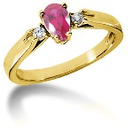 Pink Topaz Ring in Yellow gold with 2 diamonds (0.06ct)