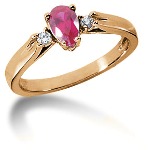 Pink Topaz Ring in Red gold with 2 diamonds (0.06ct)