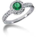 Green Peridot Ring in White gold with 26 diamonds (0.26ct)