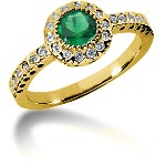Green Peridot Ring in Yellow gold with 26 diamonds (0.26ct)