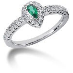 Green Peridot Ring in Platinum with 28 diamonds (0.28ct)