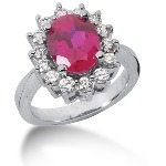 Pink Topaz Ring in Platinum with 14 diamonds (0.7ct)