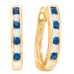 Topaz Earrings in Yellow gold with 6 diamonds (0.21ct)