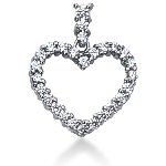 White gold heart shaped pendant with 27 diamonds (0.84ct)