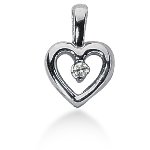 White gold heart shaped pendant with round, brilliant cut diamond (0.07ct)