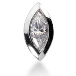 White gold solitaire pendant with navette cut diamond (0.37ct)