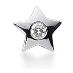 White gold star shaped pendant with round, brilliant cut diamond (0.1ct)
