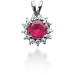 Pink Topaz pendant in White gold with 13 diamonds (0.26ct)